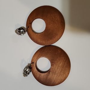 Wooden clip on earrings